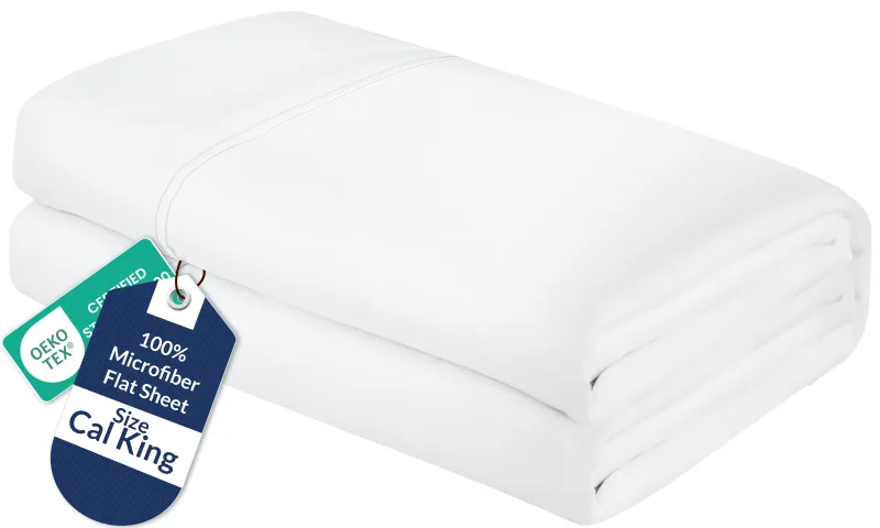 Royale Linens Flat Sheet Only - Brushed 1800 Microfiber - Ultra Soft & Breathable - Wrinkle & Stain Resistant - Hotel Quality Flat Sheet Sold Separately - Top Sheet For Bed - ( White)