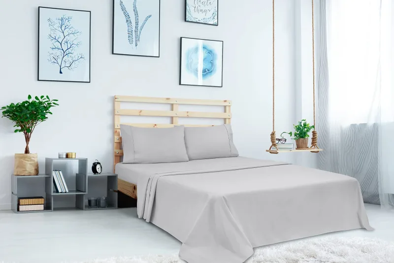 Royale Linen 2-pakning stort lagen - top lagen - blød 1800 mikrofiber - krøl- og pletresistent - til hotel, massagebord, hospital, kollegium - stort lagen sælges separat (sølv)