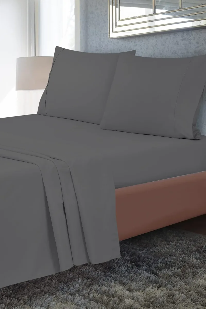 Royale Linen 2 Pack Bulk Flat Sheet Set - Top Sheet - Soft 1800 Microfiber - Wrinkle & Stain Resistant - for Hotel, Massage Table, Hospital, Dorm - Flat Sheet Sold Separately ( Grey)