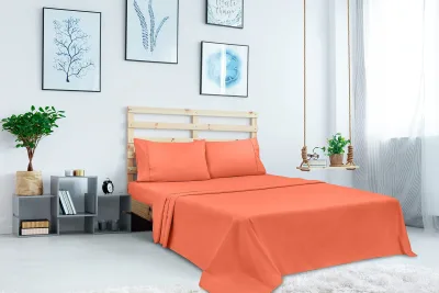 Royale Linen Pack de 2 Sábanas Planas a Granel - Sábana Superior - Microfibra Suave 1800 - Resistente a Arrugas y Manchas - para Hotel, Camilla de Masaje, Hospital, Residencia - Sábana Plana Vendida por Separado (Coral)