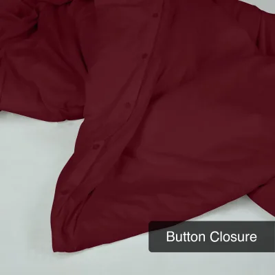ROYALE Burgundy Duvet Cover - Washed Duvet Cover Set, 3 Piece Double Brushed Duvet Covers with Button Closure - 1 Duvet Cover and 2 Pillow Shams - Comforter Cover