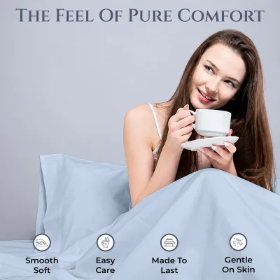 Royale Linens 300 Thread Count 100% Cotton Sheet Set - Lake Blue