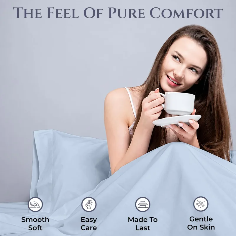 Royale Linens 300 Thread Count 100% Cotton Sheet Set - Lake Blue