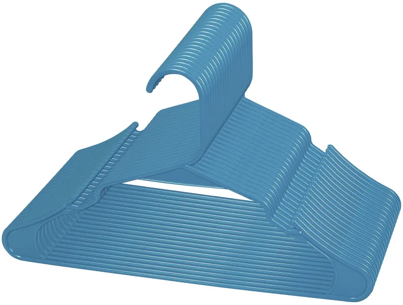 ROYALE Blue Plastic Hangers for Clothes - Heavy Duty Plastic Clothes Hanger Ideal for Everyday Standard Use - Lightweight & Space Saving Notched Plastic Hangers - Slim & Sleek Shoulder Groove