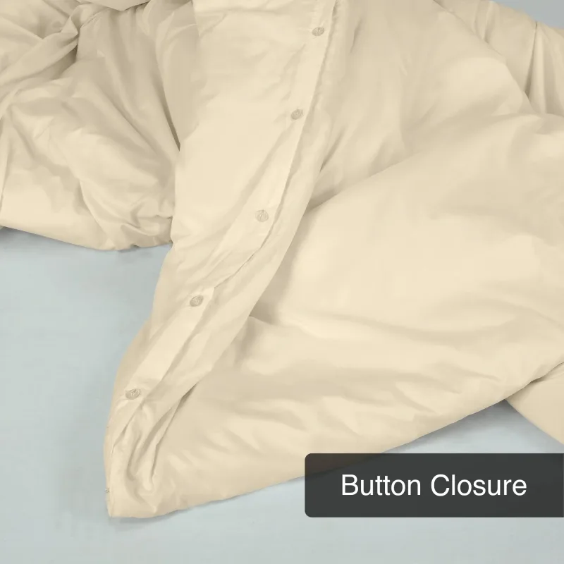 ROYALE Sand Duvet Cover  - Washed Duvet Cover Set, 3 Piece Double Brushed Duvet Covers with Button Closure - 1 Duvet Cover and 2 Pillow Shams - Comforter Cover