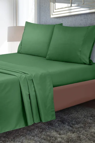 Royale Linen 2 kpl erä lakana - päällyslakana - pehmeä 1800 mikrokuitu - rypistymätön ja tahriintumaton - hotelliin, hierontapöydälle, sairaalaan, asuntolaan - päällyslakana myydään erikseen (Hunter Green)