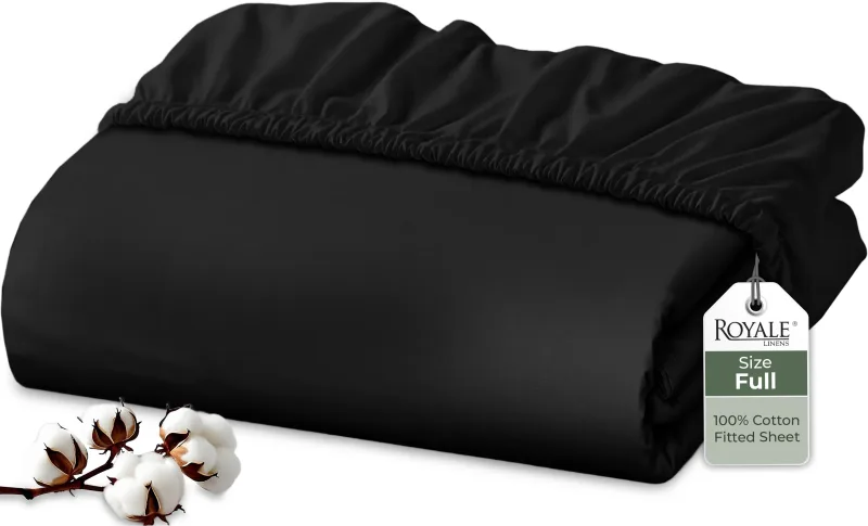 Royale Linens 100% Organic Cotton Percale Weave Super Soft Deep Pocket Bottom Sheets Elastic Sheet Fitted Sheets Only