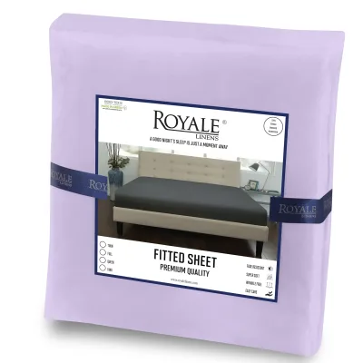 Royale Linens Sábana Bajera - Calidad Hotel Cepillada 1800 Suave Resistente a Arrugas y Decoloración - Sábana Bajera - Bolsillo Profundo Se Estira Hasta 16" - Solo Sábana Bajera - Sábana con Elástico (Lavanda)