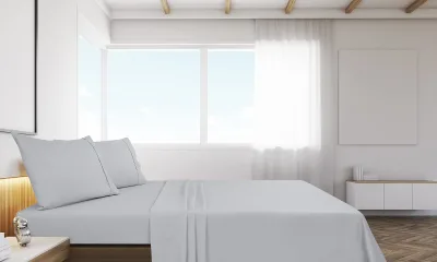 Royale Linens Flat Sheet Only - Brushed 1800 Microfiber - Ultra Soft & Breathable - Wrinkle & Stain Resistant - Hotel Quality Flat Sheet Sold Separately - Top Sheet for Bed ( Silver)