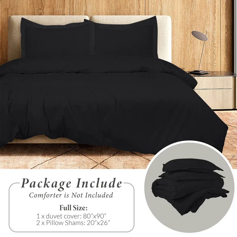 ROYALE LINENS White Duvet Cover - Duvet Cover Set - 3 Piece Double Brushed Duvet Covers with Zipper Closure, 1 Duvet Cover and 2 Pillow Shams