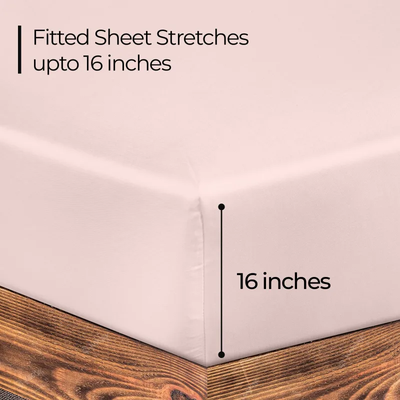 Royale Linens Fitted Sheet - Brushed Hotel Quality 1800 Ultra-Soft Wrinkle & Fade Resistant - Bottom Sheet - Deep Pocket Stretches Up to 16" - Fitted Sheet Only - Elastic Sheet ( Pink)