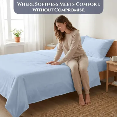 Royale Linens 300 Thread Count 100% Cotton Sheet Set - Lake Blue