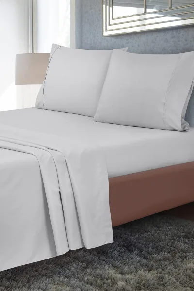 Royale Linen 2-pakning stort lagen - top lagen - blød 1800 mikrofiber - krøl- og pletresistent - til hotel, massagebord, hospital, kollegium - stort lagen sælges separat (sølv)