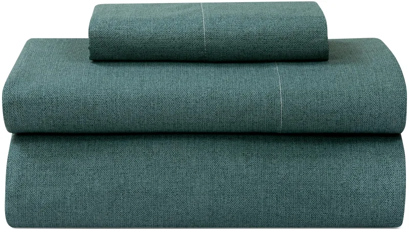 ROYALE LINENS 300 Thread Count 100% Long Staple Combed Cotton Textured Sheet Set - 3 Piece Twin Bed Sheet - 1 Fitted Sheet, 1 Flat Sheet, 1 Pillow case - Cool & Crisp Sheet Set(Textured Green)