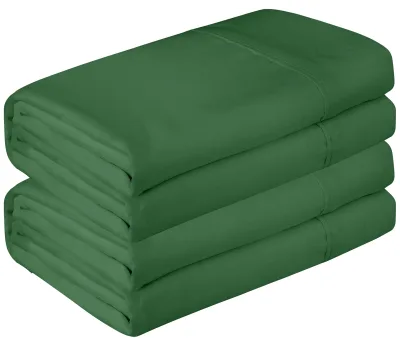 Royale Linen 2 kpl erä lakana - päällyslakana - pehmeä 1800 mikrokuitu - rypistymätön ja tahriintumaton - hotelliin, hierontapöydälle, sairaalaan, asuntolaan - päällyslakana myydään erikseen (Hunter Green)
