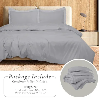 ROYALE LINENS White Duvet Cover - Duvet Cover Set - 3 Piece Double Brushed Duvet Covers with Zipper Closure, 1 Duvet Cover and 2 Pillow Shams