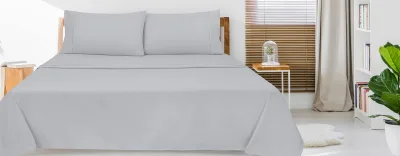 Royale Linens Flat Sheet Only - Brushed 1800 Microfiber - Ultra Soft & Breathable - Wrinkle & Stain Resistant - Hotel Quality Flat Sheet Sold Separately - Top Sheet for Bed ( Silver)