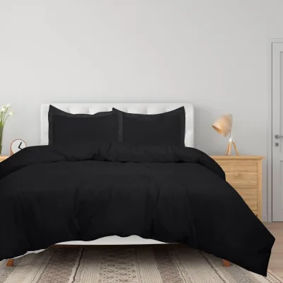 ROYALE LINENS White Duvet Cover - Duvet Cover Set - 3 Piece Double Brushed Duvet Covers with Zipper Closure, 1 Duvet Cover and 2 Pillow Shams