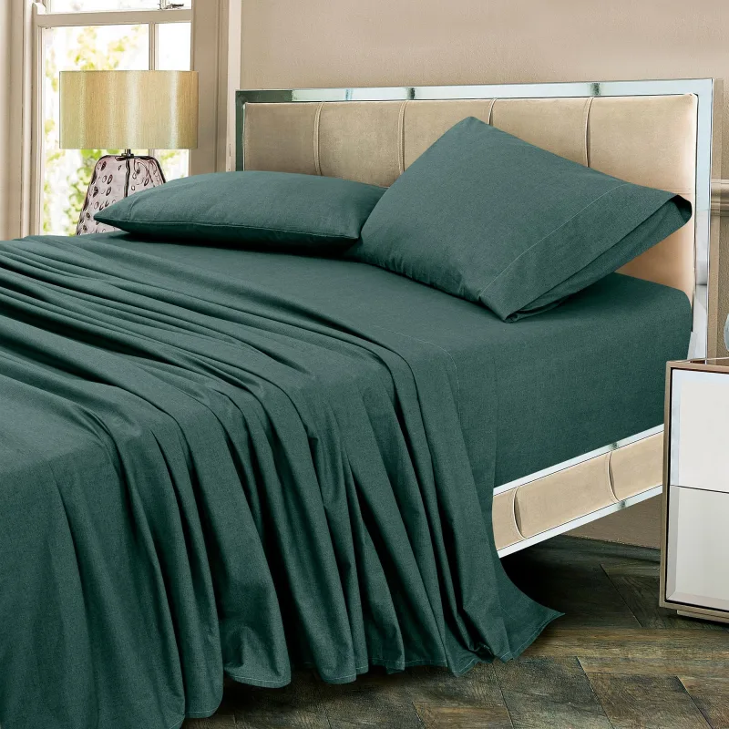 ROYALE LINENS 300 Thread Count 100% Long Staple Combed Cotton Textured Sheet Set - 3 Piece Twin Bed Sheet - 1 Fitted Sheet, 1 Flat Sheet, 1 Pillow case - Cool & Crisp Sheet Set(Textured Green)