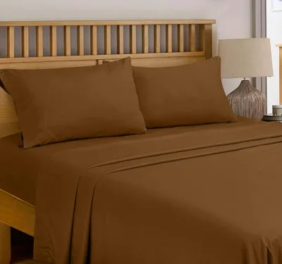 ROYALE LINENS 300 Thread Count 100% Long Staple Combed Cotton Flat Sheet - Super Soft- Top Sheet -Flat Sheet Sold Separately - Breathable Cool & Crisp Percale Flat Sheet Only (Chocolate)