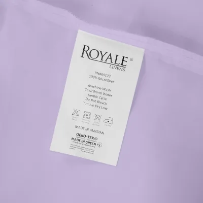 Royale Linens Sábana Bajera - Calidad Hotel Cepillada 1800 Suave Resistente a Arrugas y Decoloración - Sábana Bajera - Bolsillo Profundo Se Estira Hasta 16" - Solo Sábana Bajera - Sábana con Elástico (Lavanda)