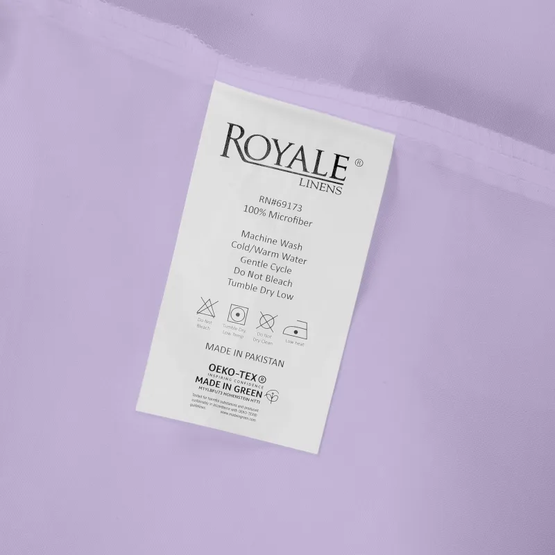 Royale Linens Sábana Bajera - Calidad Hotel Cepillada 1800 Suave Resistente a Arrugas y Decoloración - Sábana Bajera - Bolsillo Profundo Se Estira Hasta 16" - Solo Sábana Bajera - Sábana con Elástico (Lavanda)