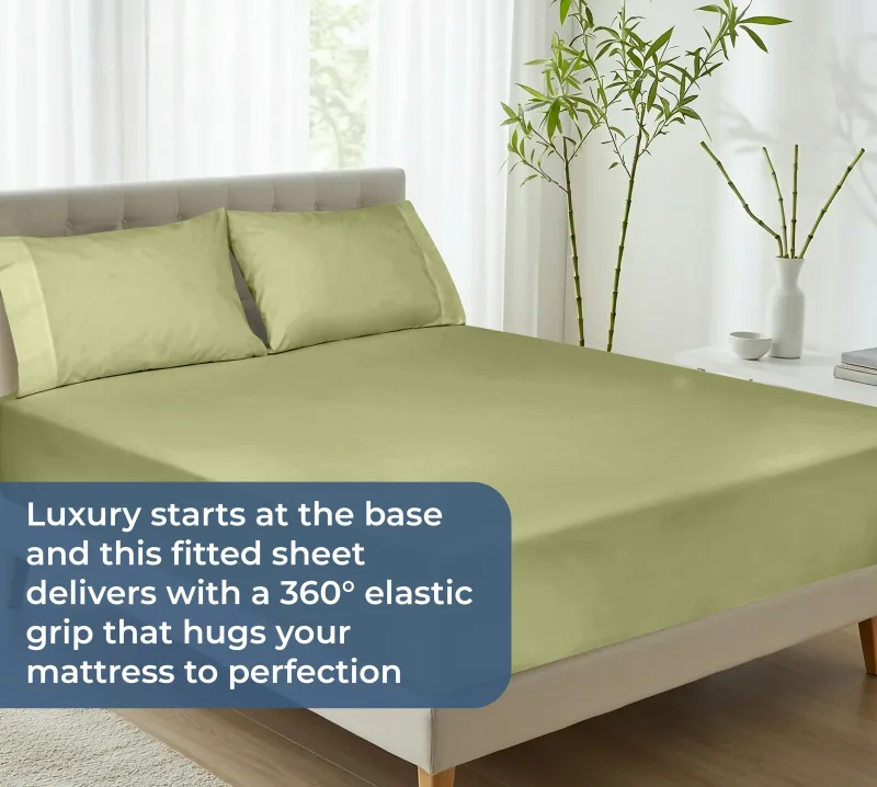 Royale Linens 100% Organic Cotton Percale Weave Super Soft Deep Pocket Bottom Sheets Elastic Sheet Fitted Sheets Only