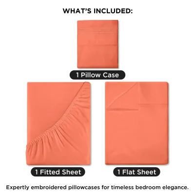 ROYALE LINENS - 4 Piece Bed Sheet - Soft Brushed Microfiber 1800 Bedding Set - 1 Fitted Sheet, 1 Flat Sheet, 2 Pillow case - Wrinkle & Fade Resistant Luxury Sheet Set (Coral)