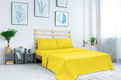 Royale Linen 2 kpl erä lakana - ylälakana - pehmeä 1800 mikrokuitu - ryppyjä ja tahroja hylkivä - hotelliin, hierontapöydälle, sairaalaan, asuntolaan - lakana myydään erikseen (keltainen)