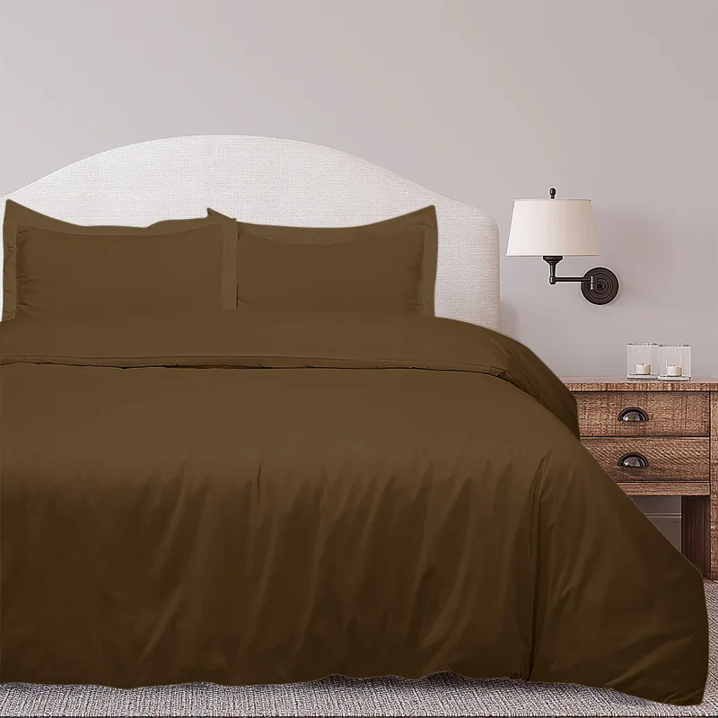 Royale Linens Chocolate Duvet Cover - Duvet Cover Set - 3 Piece Double Brushed Duvet Covers with Zipper Closure, 1 Duvet Cover  and 2 Pillow Shams ( Chocolate)