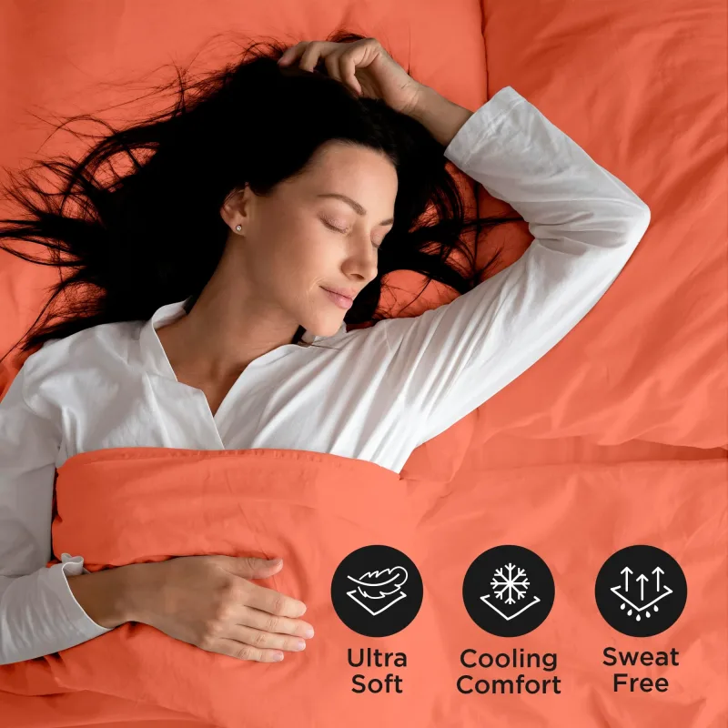 ROYALE LINENS - 4 Piece Bed Sheet - Soft Brushed Microfiber 1800 Bedding Set - 1 Fitted Sheet, 1 Flat Sheet, 2 Pillow case - Wrinkle & Fade Resistant Luxury Sheet Set (Coral)