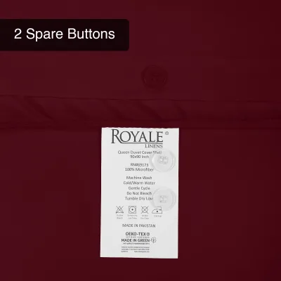 ROYALE Burgundy Duvet Cover - Washed Duvet Cover Set, 3 Piece Double Brushed Duvet Covers with Button Closure - 1 Duvet Cover and 2 Pillow Shams - Comforter Cover