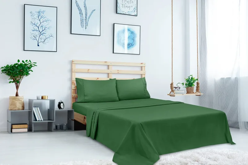 Royale Linen 2 kpl erä lakana - päällyslakana - pehmeä 1800 mikrokuitu - rypistymätön ja tahriintumaton - hotelliin, hierontapöydälle, sairaalaan, asuntolaan - päällyslakana myydään erikseen (Hunter Green)