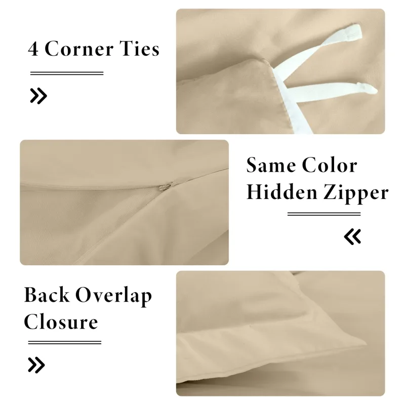 ROYALE LINENS White Duvet Cover - Duvet Cover Set - 3 Piece Double Brushed Duvet Covers with Zipper Closure, 1 Duvet Cover and 2 Pillow Shams
