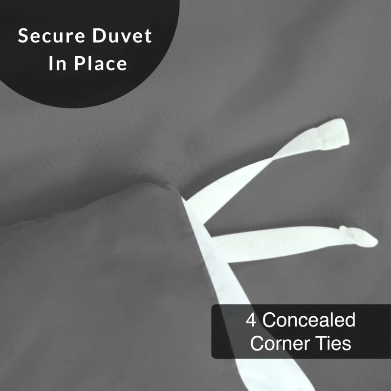ROYALE Grey Duvet Cover - Washed Duvet Cover Set, 3 Piece Double Brushed Duvet Covers with Button Closure - 1 Duvet Cover  and 2 Pillow Shams - Comforter Cover
