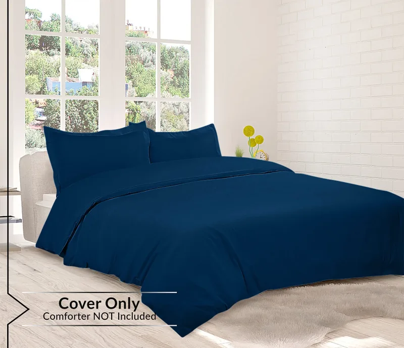 ROYALE LINENS White Duvet Cover - Duvet Cover Set - 3 Piece Double Brushed Duvet Covers with Zipper Closure, 1 Duvet Cover and 2 Pillow Shams