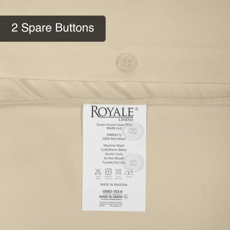 ROYALE Sand Duvet Cover  - Washed Duvet Cover Set, 3 Piece Double Brushed Duvet Covers with Button Closure - 1 Duvet Cover and 2 Pillow Shams - Comforter Cover