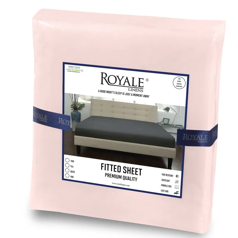 Royale Linens Stramt lagen - Børstet hotelkvalitet 1800 ultrablød, krølle- og faldfri - Underlagen - Dyb lomme strækker sig op til 16" - Kun stramt lagen - Elastisk lagen (Pink)