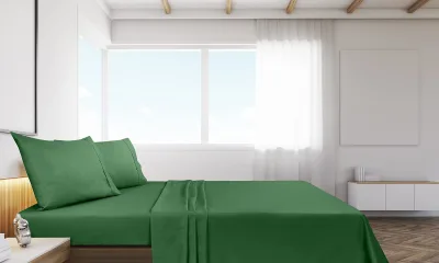 Royale Linen 2 kpl erä lakana - päällyslakana - pehmeä 1800 mikrokuitu - rypistymätön ja tahriintumaton - hotelliin, hierontapöydälle, sairaalaan, asuntolaan - päällyslakana myydään erikseen (Hunter Green)