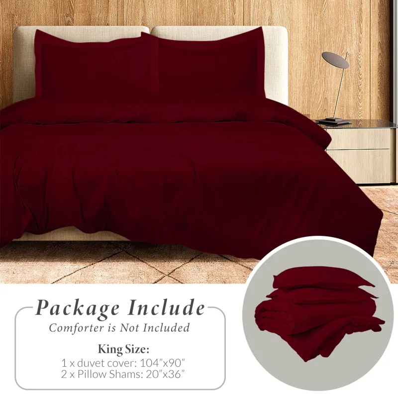 ROYALE LINENS White Duvet Cover - Duvet Cover Set - 3 Piece Double Brushed Duvet Covers with Zipper Closure, 1 Duvet Cover and 2 Pillow Shams