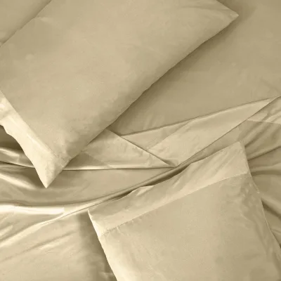 ROYALE LINENS 300 Thread Count 100% Long Staple Combed Cotton Sheet Set - 4 Piece Bed Sheet 1 Fitted Sheet, 1 Flat Sheet, 2 Pillow case - Breathable, Cool & Crisp Percale Sheet Set (Beige)