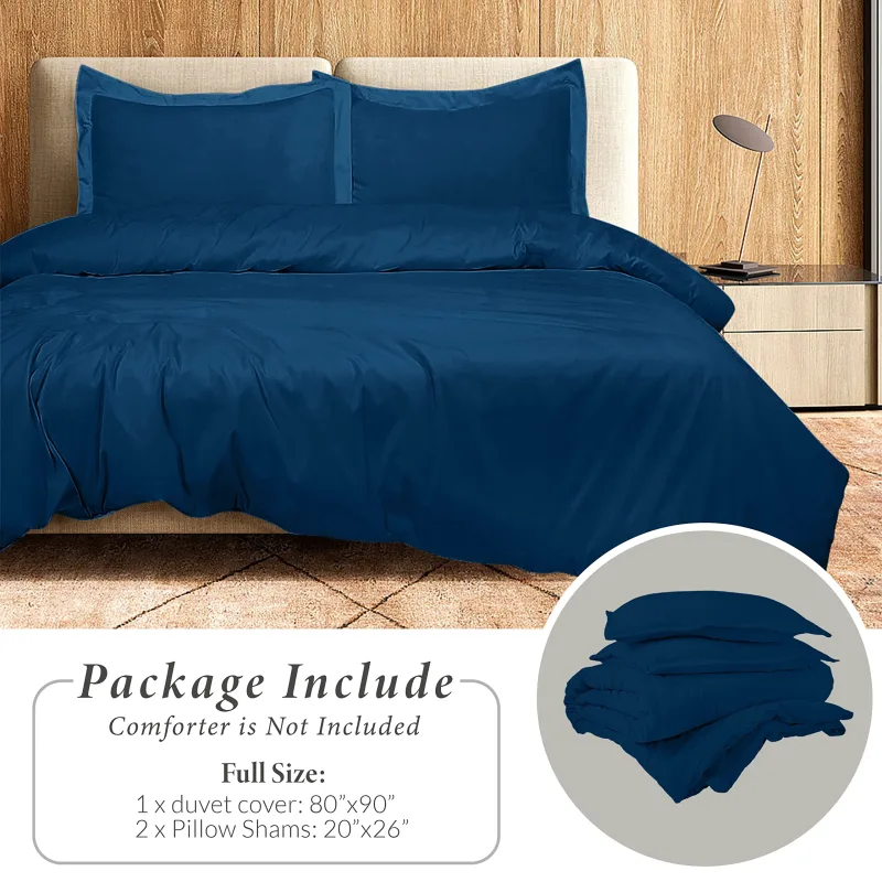 ROYALE LINENS White Duvet Cover - Duvet Cover Set - 3 Piece Double Brushed Duvet Covers with Zipper Closure, 1 Duvet Cover and 2 Pillow Shams