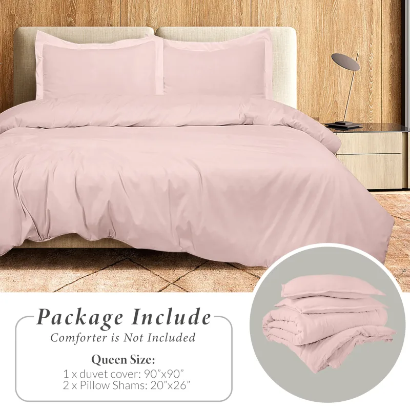 ROYALE LINENS White Duvet Cover - Duvet Cover Set - 3 Piece Double Brushed Duvet Covers with Zipper Closure, 1 Duvet Cover and 2 Pillow Shams