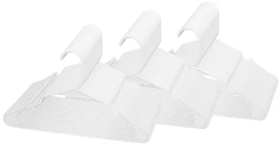 ROYALE White Plastic Hangers For Clothes - Heavy Duty Plastic Clothes Hanger Ideal For Everyday Standard Use - Lightweight & Space Saving Notched Plastic Hangers - Slim & Sleek Shoulder Groove