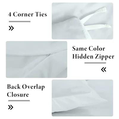 ROYALE LINENS White Duvet Cover - Duvet Cover Set - 3 Piece Double Brushed Duvet Covers with Zipper Closure, 1 Duvet Cover and 2 Pillow Shams