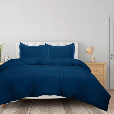 ROYALE LINENS White Duvet Cover - Duvet Cover Set - 3 Piece Double Brushed Duvet Covers with Zipper Closure, 1 Duvet Cover and 2 Pillow Shams