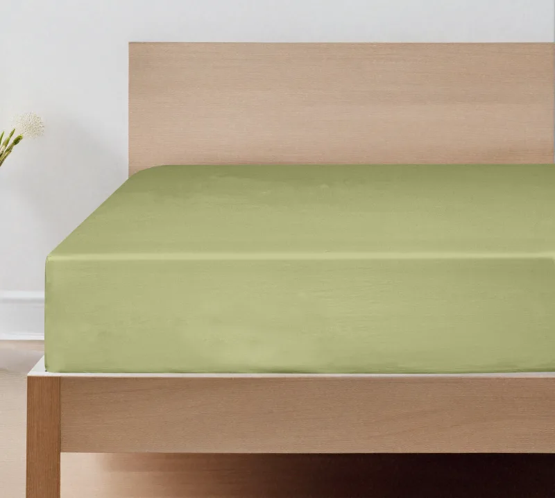 Royale Linens 100% Organic Cotton Percale Weave Super Soft Deep Pocket Bottom Sheets Elastic Sheet Fitted Sheets Only