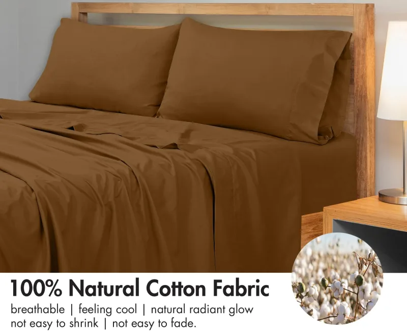 ROYALE LINENS 300 Thread Count 100% Long Staple Combed Cotton Flat Sheet - Super Soft- Top Sheet -Flat Sheet Sold Separately - Breathable Cool & Crisp Percale Flat Sheet Only (Chocolate)