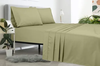 Royale Linen 2er-Pack Flat Sheet im Sparpack – Spannbettlaken-Oberlaken – Weiches 1800er-Mikrofaser – Knitter- & fleckenresistent – für Hotel, Massagetisch, Krankenhaus, Wohnheim – Flat Sheet separat erhältlich (Salbeigrün)