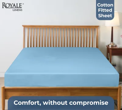 Royale Linens 100% Organic Cotton Percale Weave Super Soft Deep Pocket Bottom Sheets Elastic Sheet Fitted Sheets Only